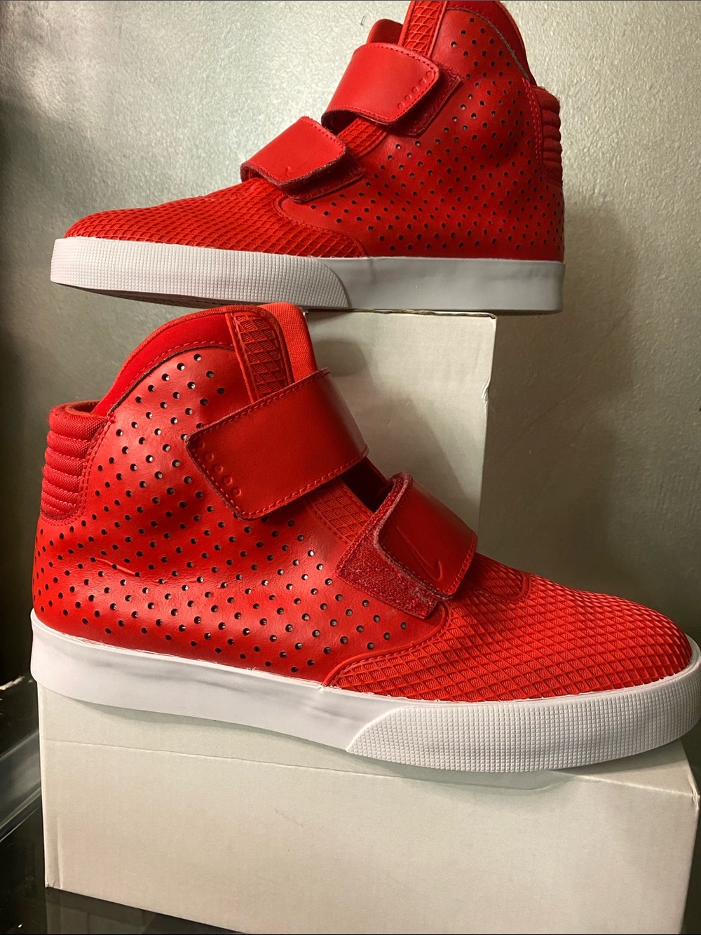 Nike Red High-Top Velcro Sneakers
